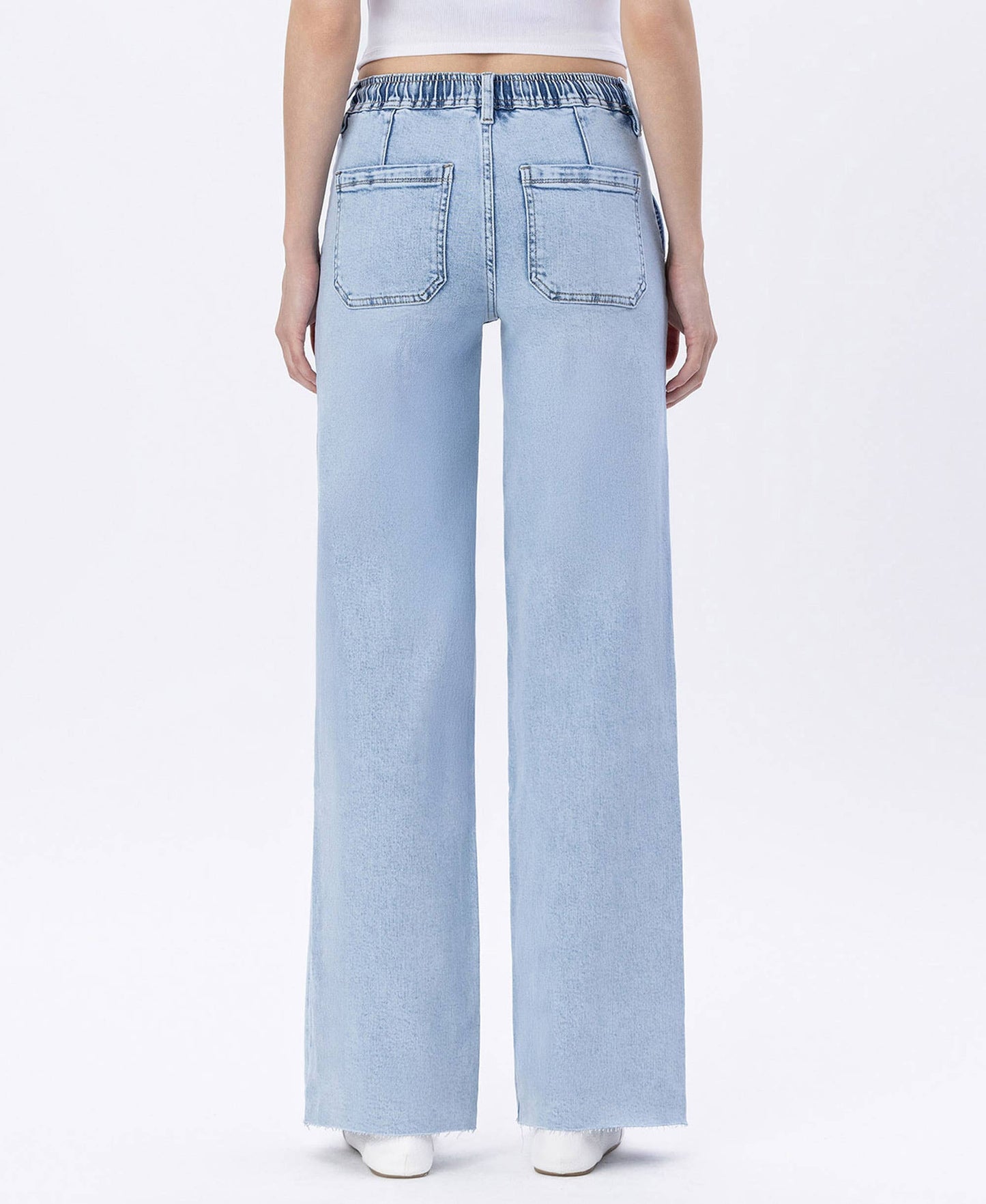 Lovervet Haven High Rise Drawstring Waist Wide Leg Jeans