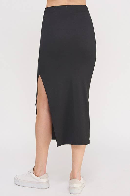 Penny High Waisted Midi Slit Pencil Skirt
