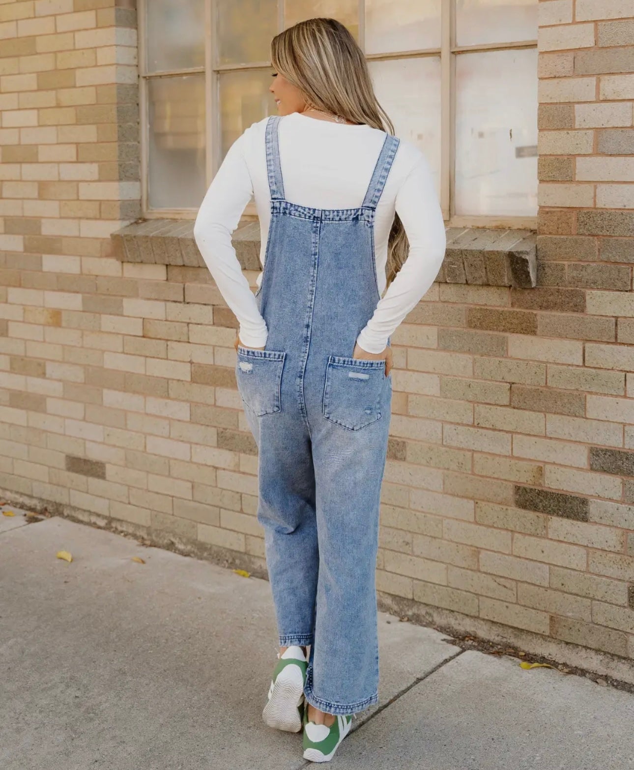 Denise Denim Distressed Wide Leg Overall