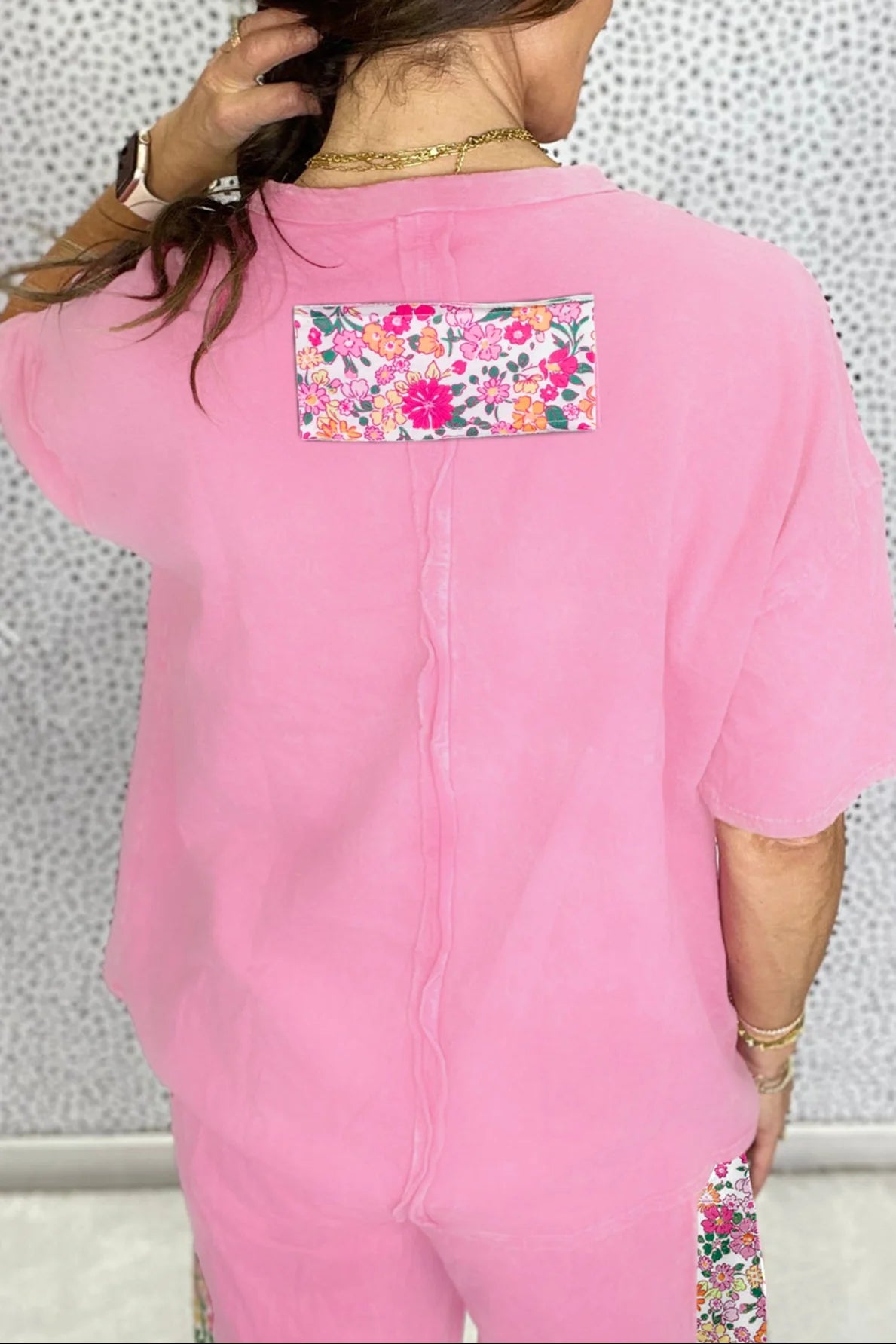 Never Boring Floral Patchwork Oversized Tee