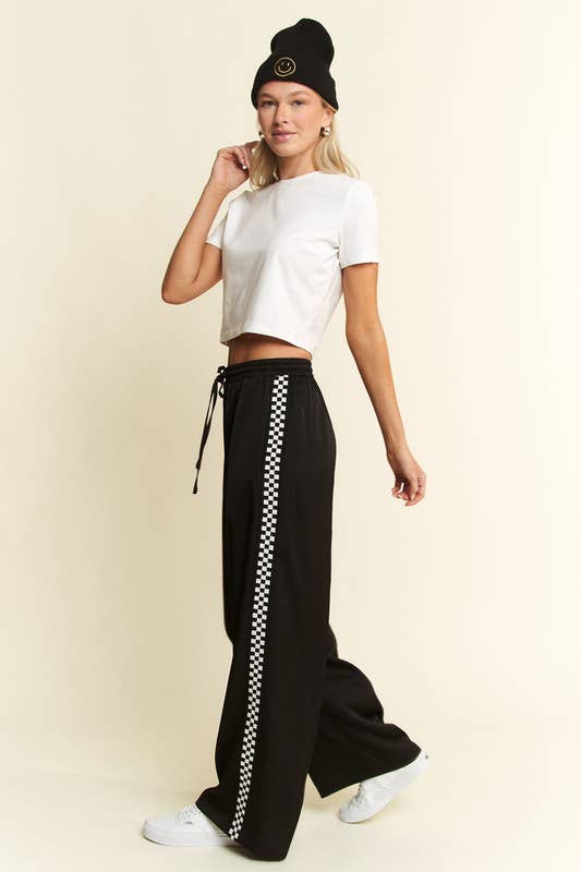 Suzy Satin Checkerboard Sided Pants