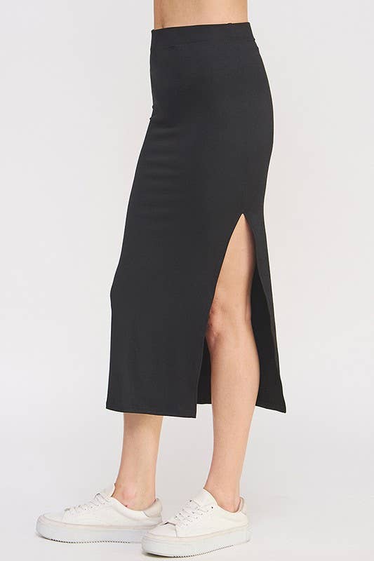Penny High Waisted Midi Slit Pencil Skirt