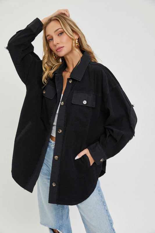 Waiting and Praying Corduroy Shacket