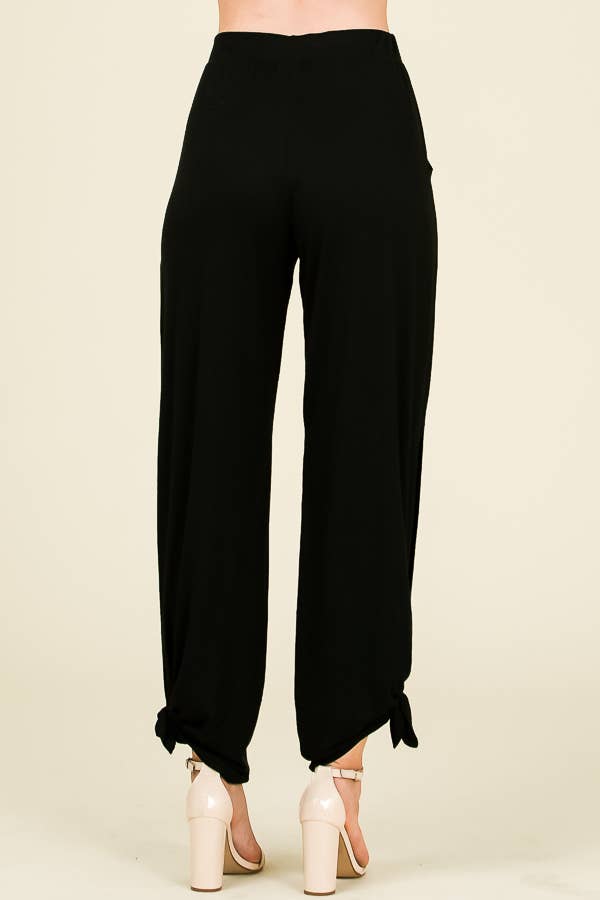 Sleeky Business Side Slit Ankle Tie Pants