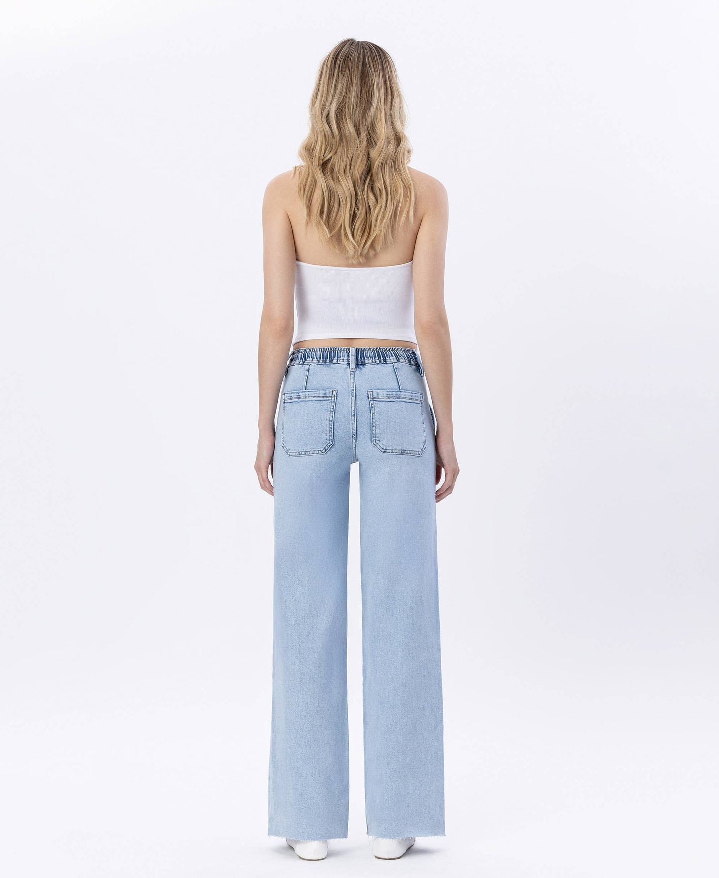 Lovervet Haven High Rise Drawstring Waist Wide Leg Jeans