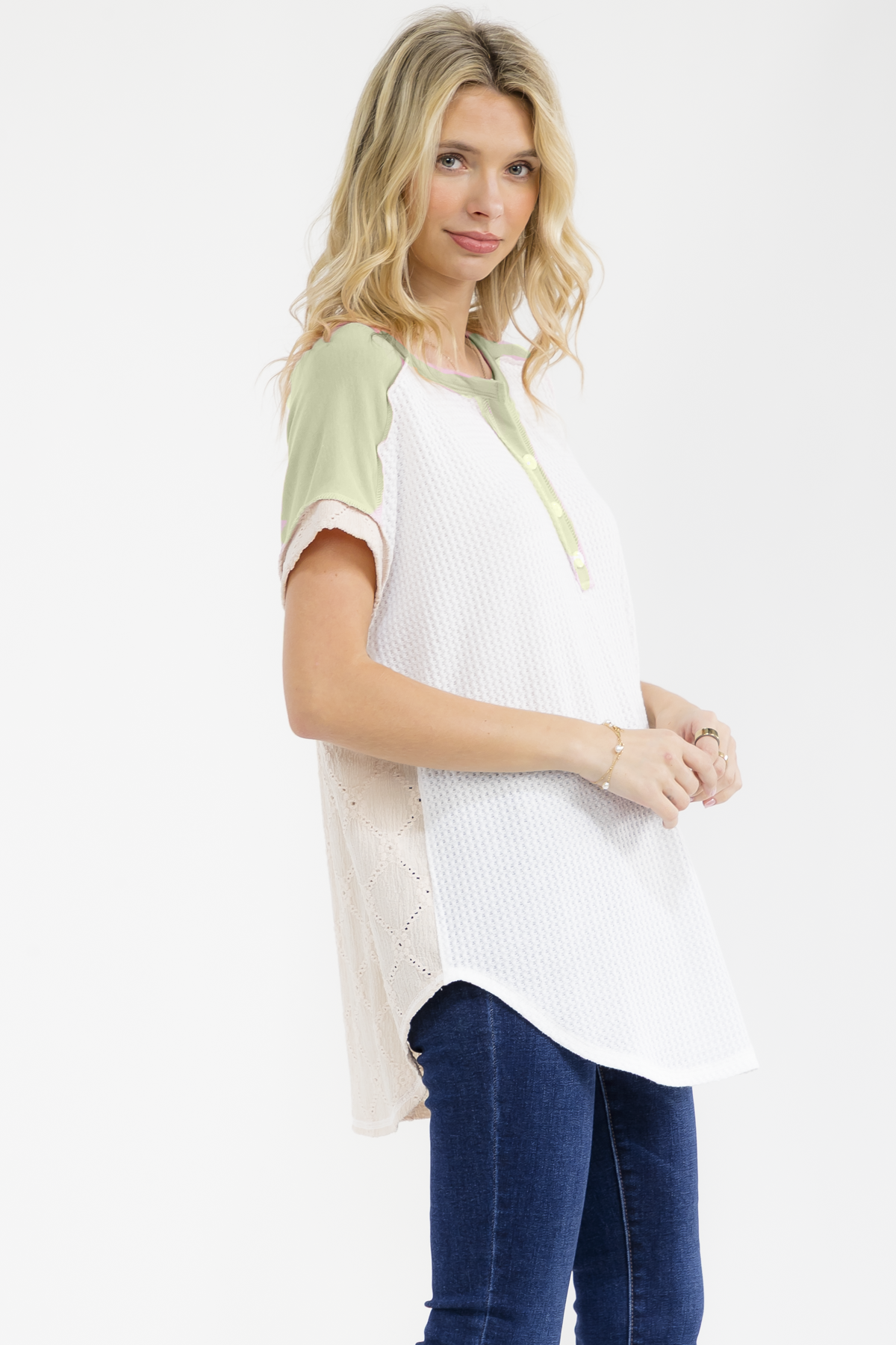 Amelia Waffle Knit Henley Top