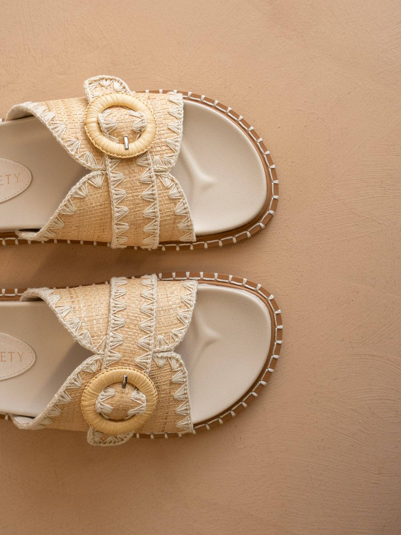 Sunnie Raffia Buckle Slide
