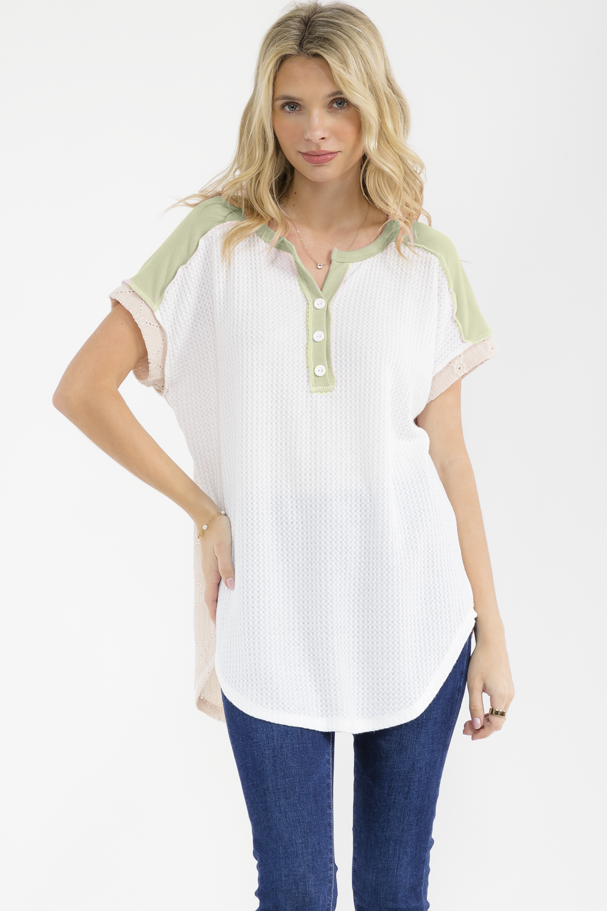 Amelia Waffle Knit Henley Top
