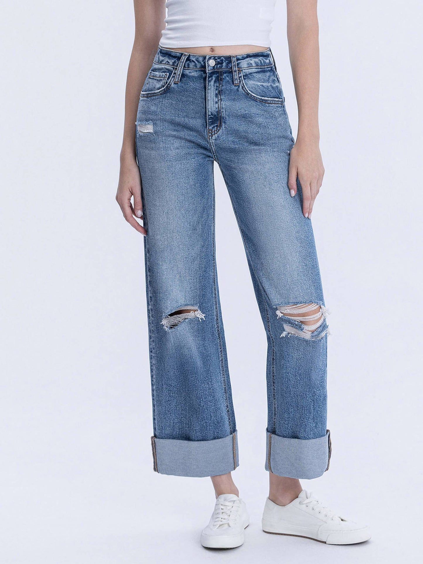 Lovervet Suzanne Super High Rise Cuffed Wide Leg Jeans