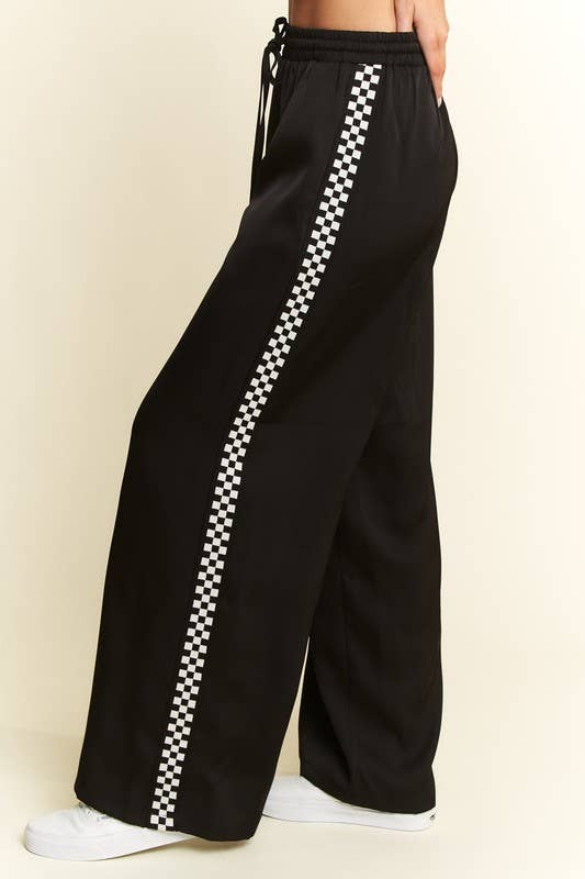 Suzy Satin Checkerboard Sided Pants