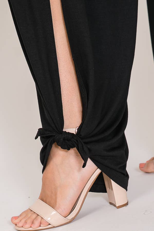 Cindy Side Slit Ankle Tie Jumpsuit