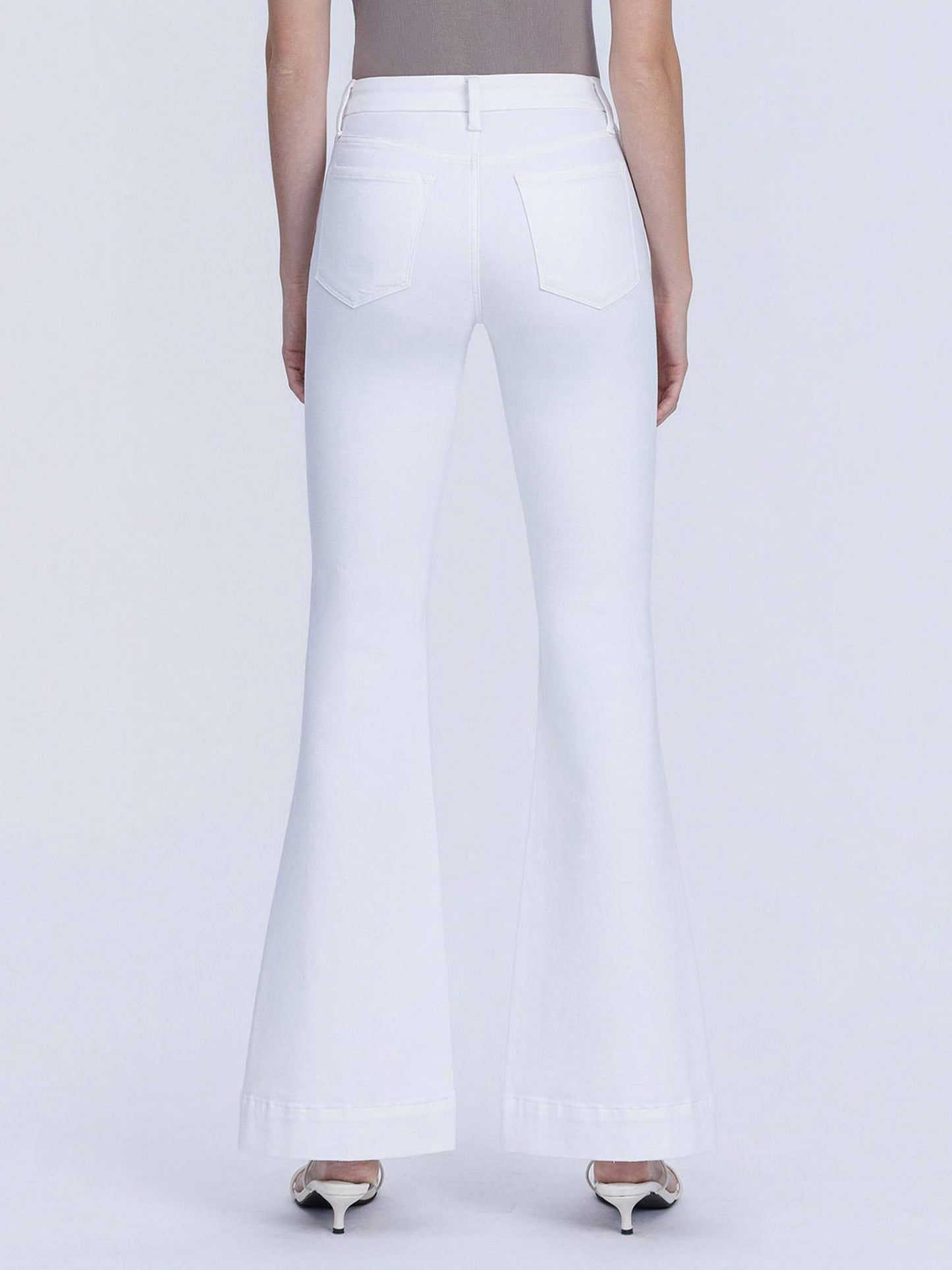 Lovervet Cindy Tummy Control Mid Rise White Flare Jeans