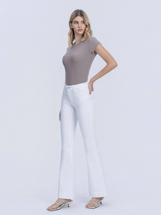 Lovervet Cindy Tummy Control Mid Rise White Flare Jeans