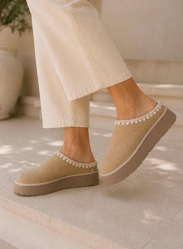 Brandi Almond Platform Cozy Mule Slipper