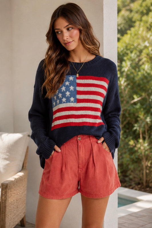 American Flag Lightweight Sweater