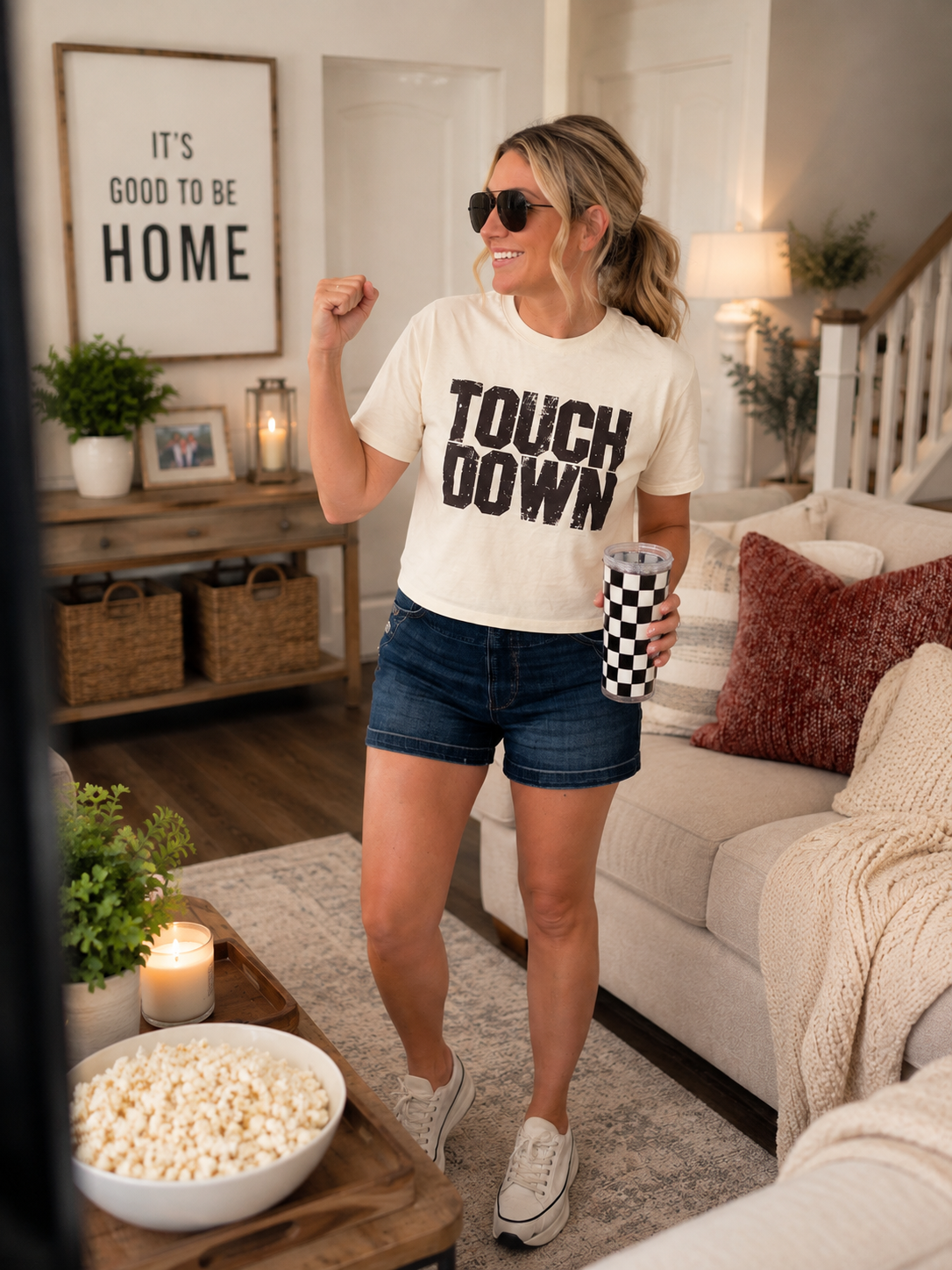 Touch Down Graphic Cropped Tee