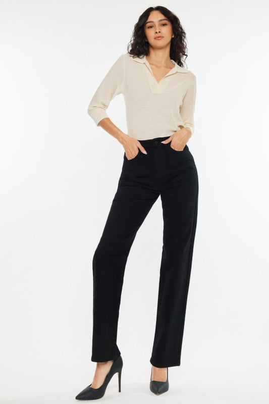 Kan Can Suzy High Rise Straight Jeans-Black
