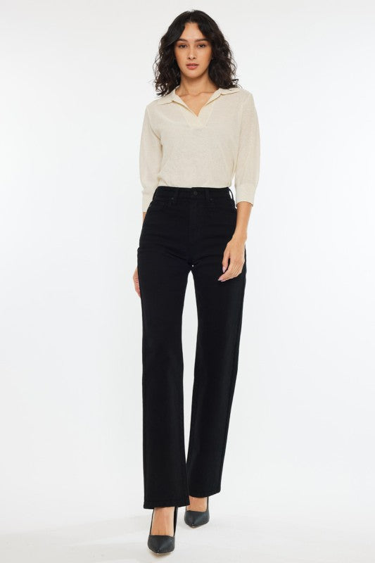 Kan Can Suzy High Rise Straight Jeans-Black