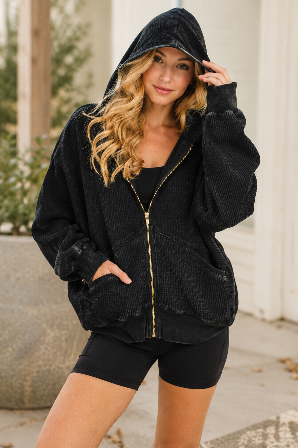 Off Duty Waffle Hoodie