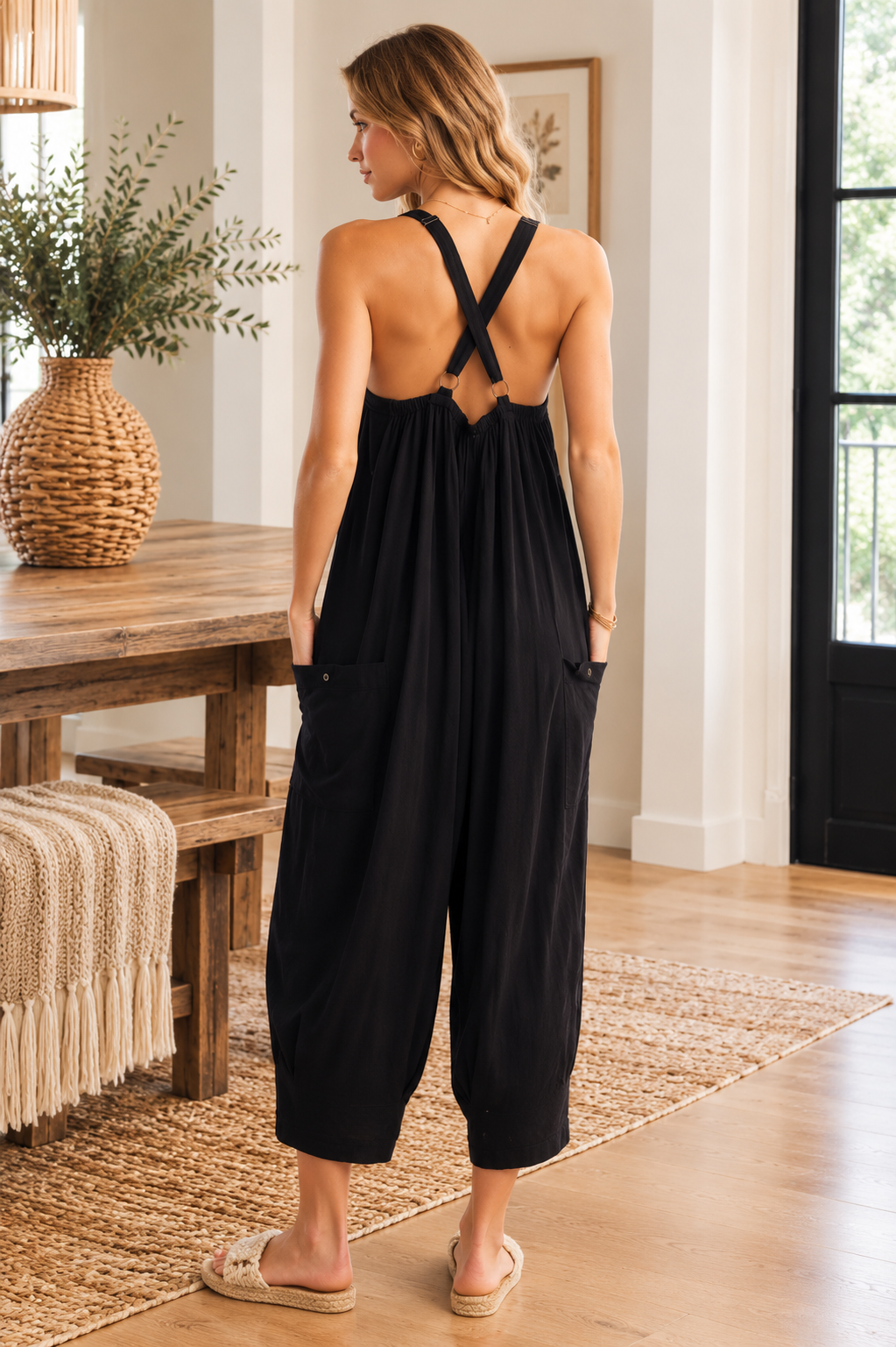 Back At It Cross Back Sleeveless Jumpsuit