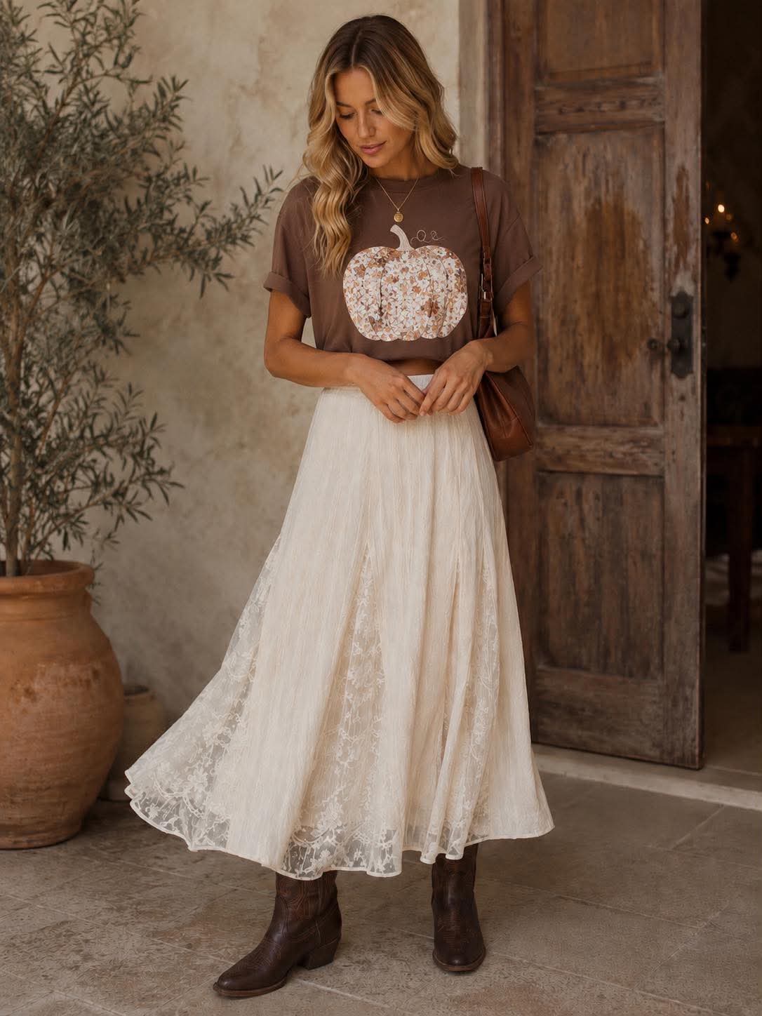 Fall Floral Pumpkin Tee