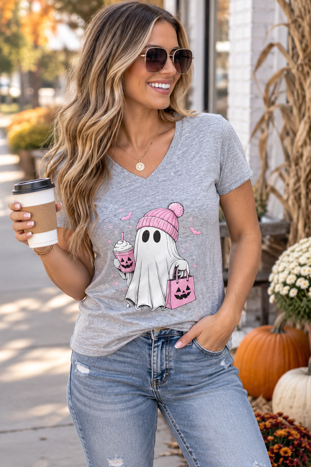 Pink Ghost Graphic Tee