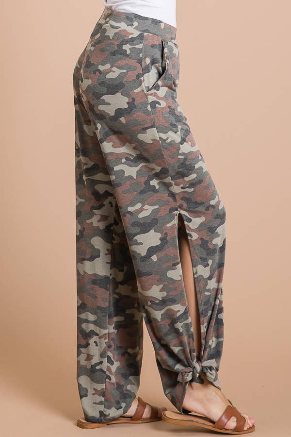 Sleeky Business Side Slit Ankle Tie Pants