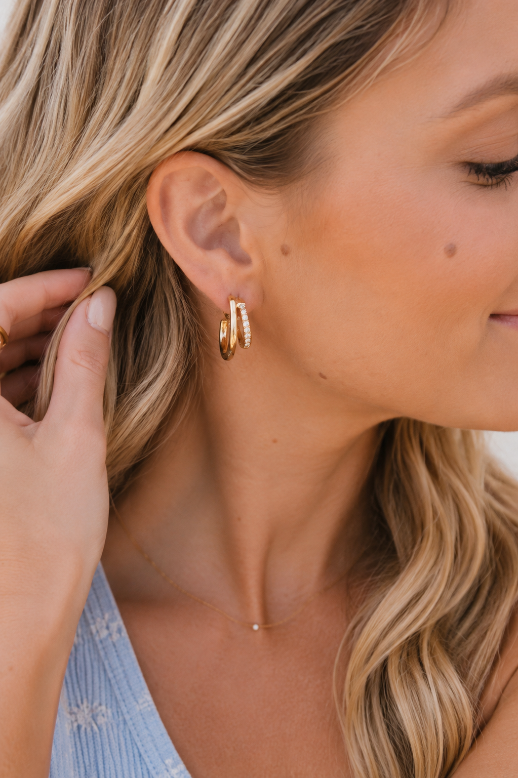 Steal The Show Crystal Double Hoop Earring