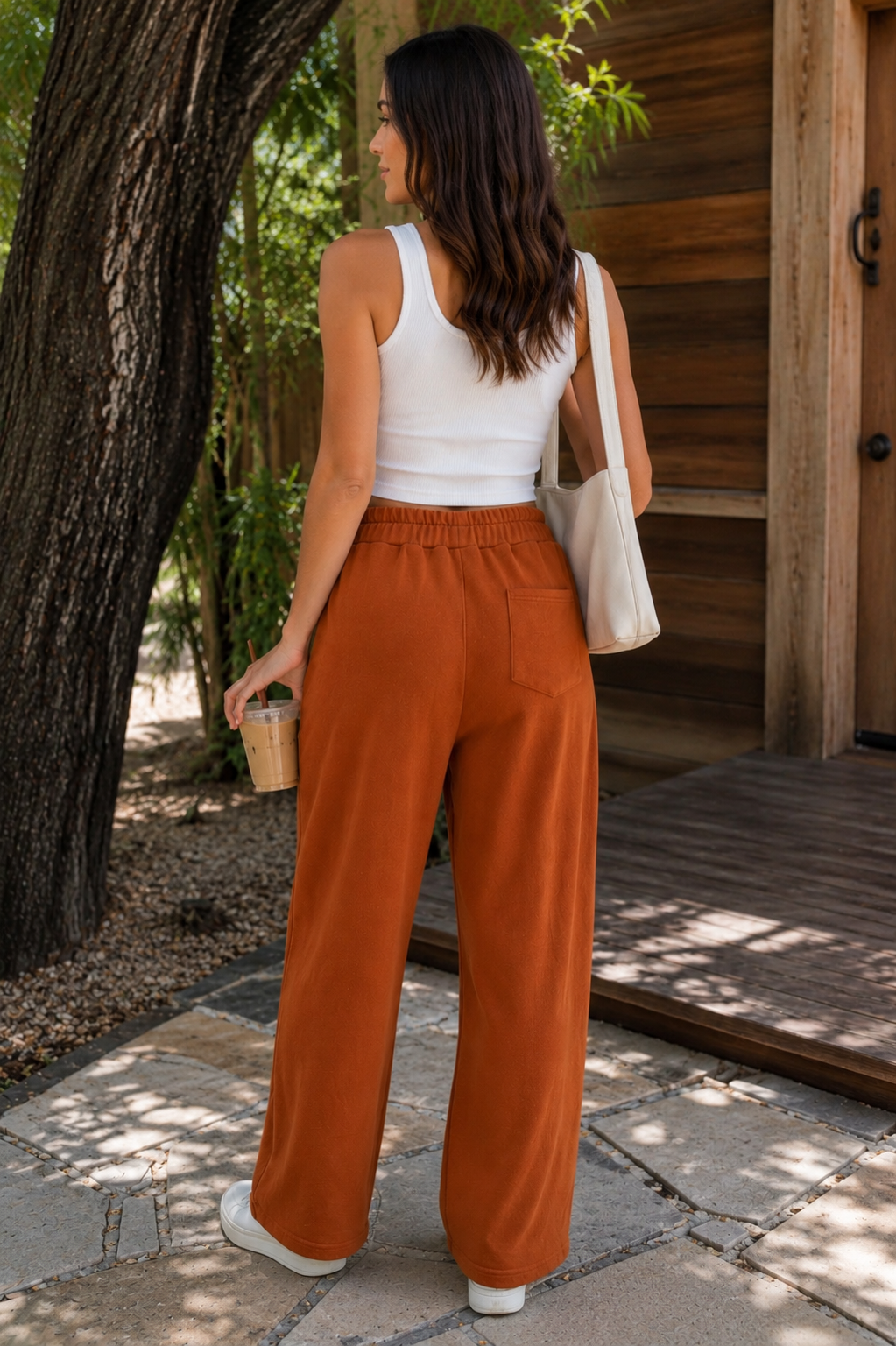 Dune Drift Cotton Blend Wide Leg Pants