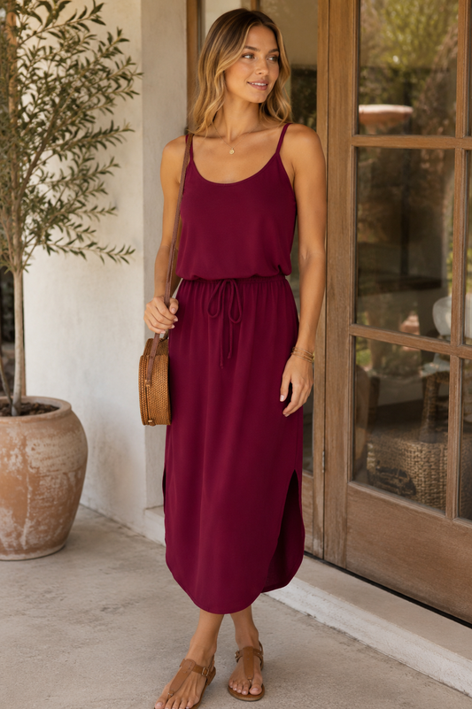 Cabernet Kiss Midi Dress