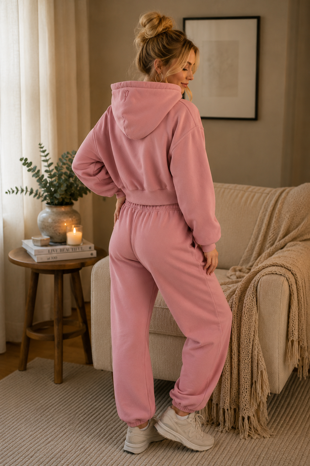 Pink Panache Cropped Hooded Sweatshirt