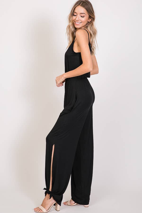 Cindy Side Slit Ankle Tie Jumpsuit