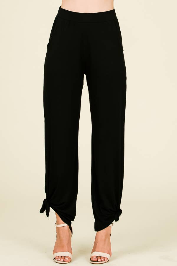 Sleeky Business Side Slit Ankle Tie Pants