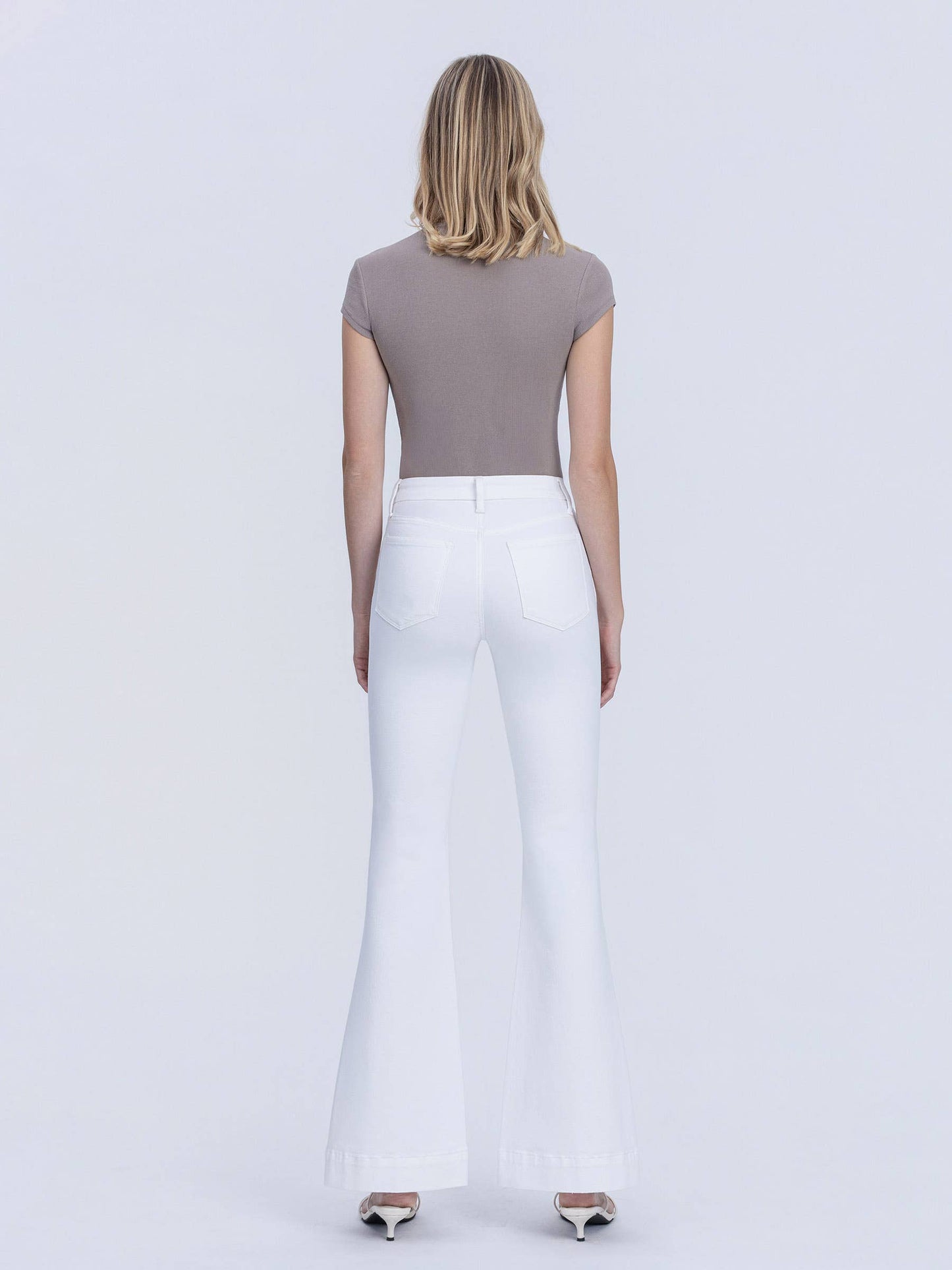 Lovervet Cindy Tummy Control Mid Rise White Flare Jeans