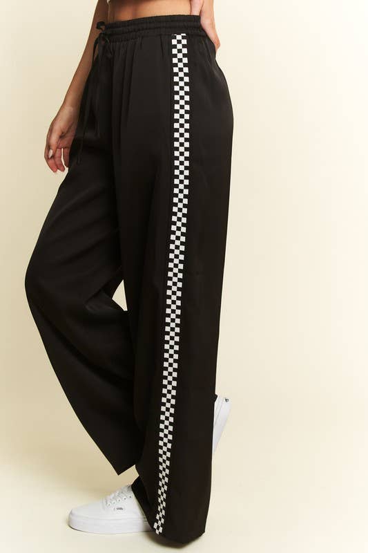 Suzy Satin Checkerboard Sided Pants